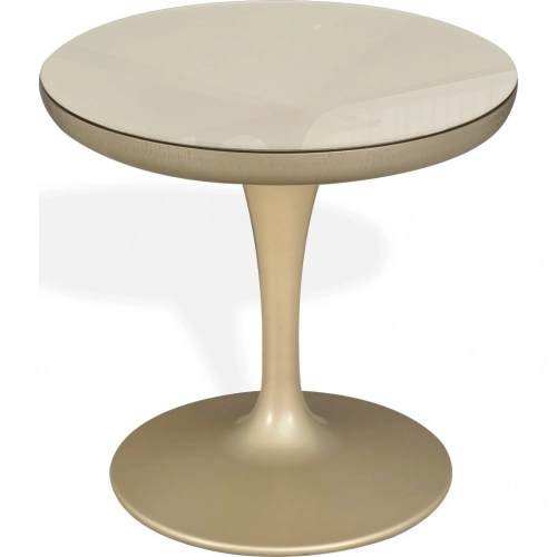 Linea End Table in Champagne Gold Glass & Metal